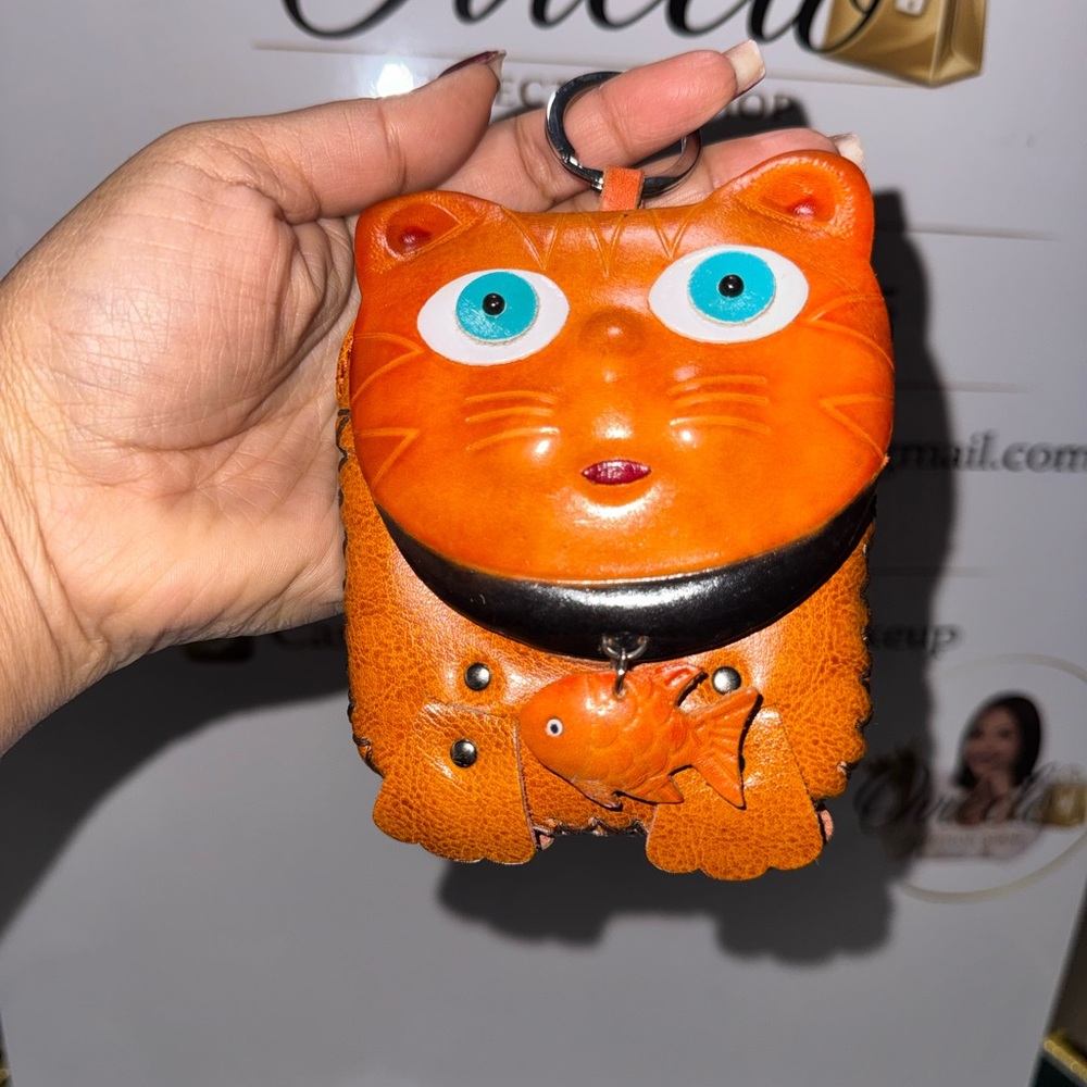 Orange Cat Keychain Holder